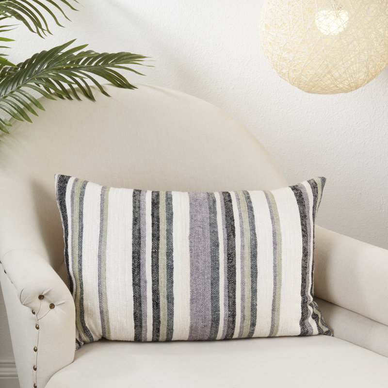 Amiyah Collection Striped Cotton Throw Pillow, 16"W x 24"H, Rectangle, Polyester
