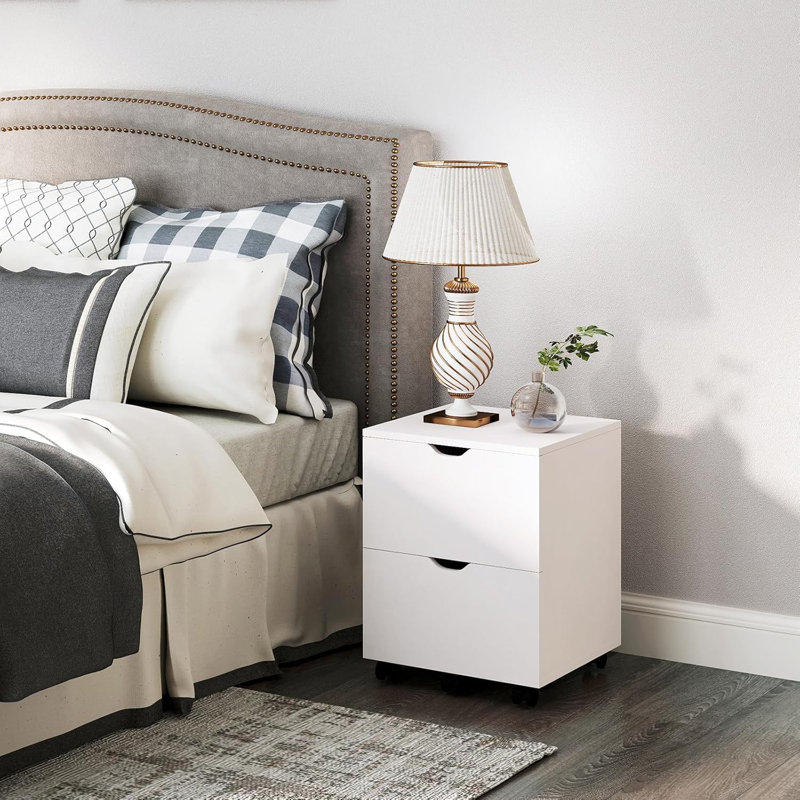 2-Drawer Mobile Wood File Cabinet, Storage Cabinet for Home, Under Desk Rolling File Cabinets
