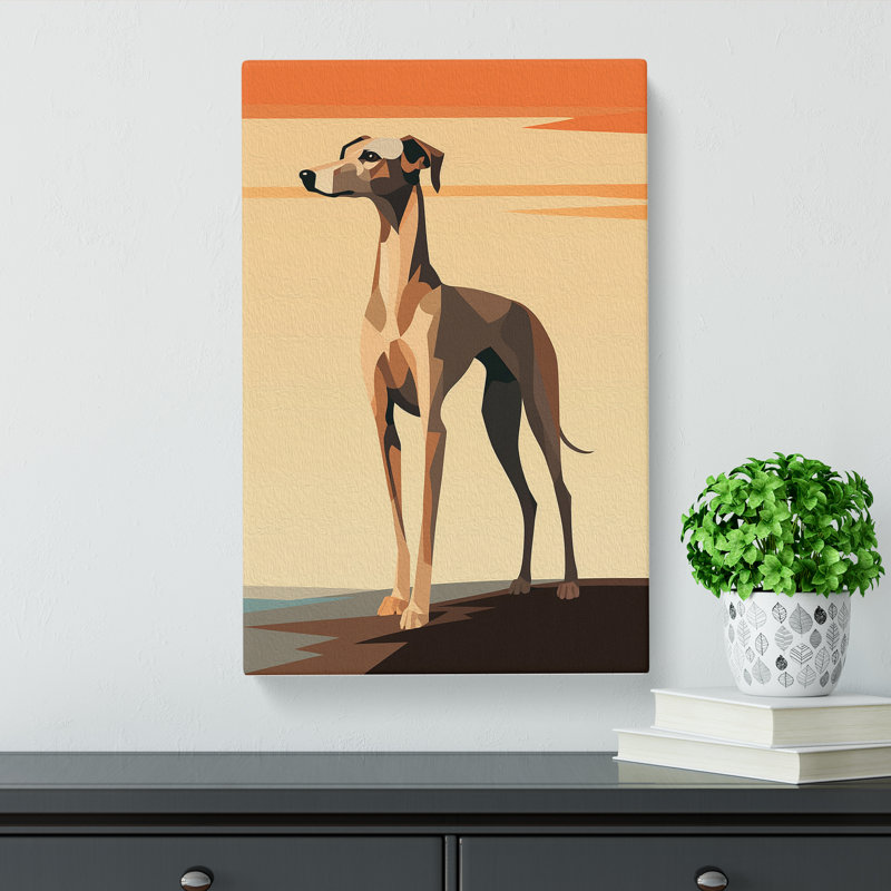 Whippet Minimalism No.2 - No Frame Art Prints - Wrapped Canvas, 76cm H x 50cm W x 3cm D