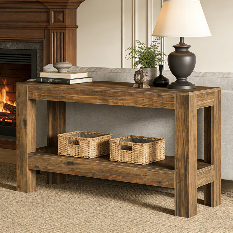 63" Console Table, Farmhouse 2-Tier Entryway Table Sofa Table