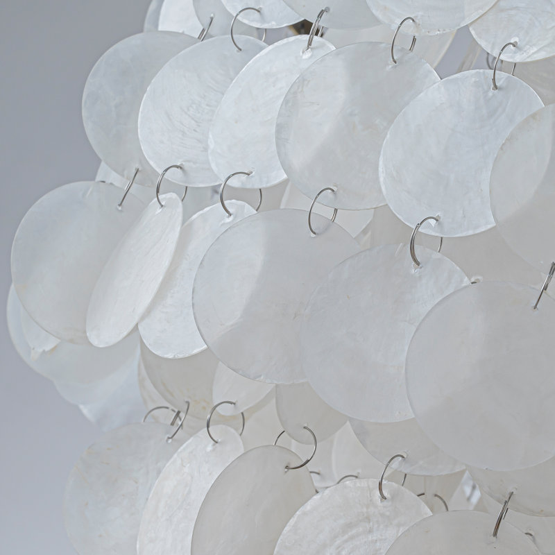 Chyrl 3 - Light Coastal Natural Capiz Shell Tiered Chandelier for Dining Table
