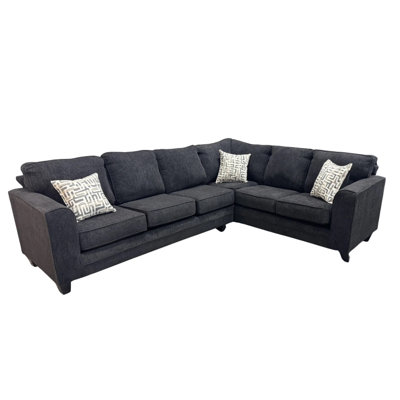 Sedrina Modern Black Fabric L-shaped Sectional Sofa