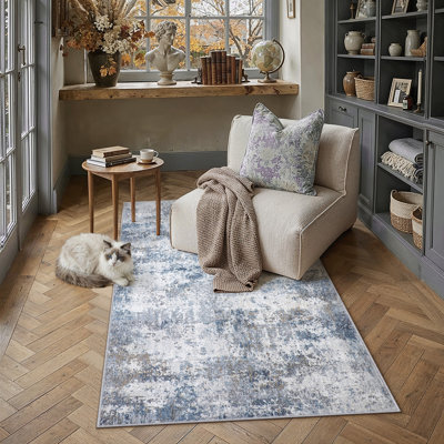 Elroy Modern Abstract Machine Washable Area Rug with Non-Slip Backing
