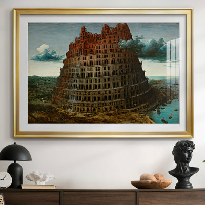 The Tower of Babel (The "Great" Tower)-Pieter Bruegel the Elder-Framed Print with Mat and glass-1563