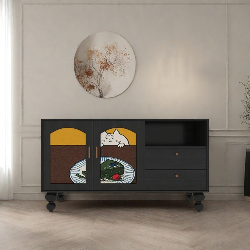 Buffet grande capacité 59,1 po, Noir, noir, noir, noir