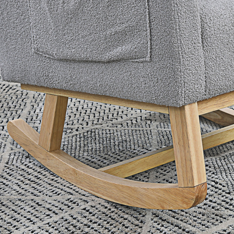 Chaise berçante moderne, Tissu gris en peluche