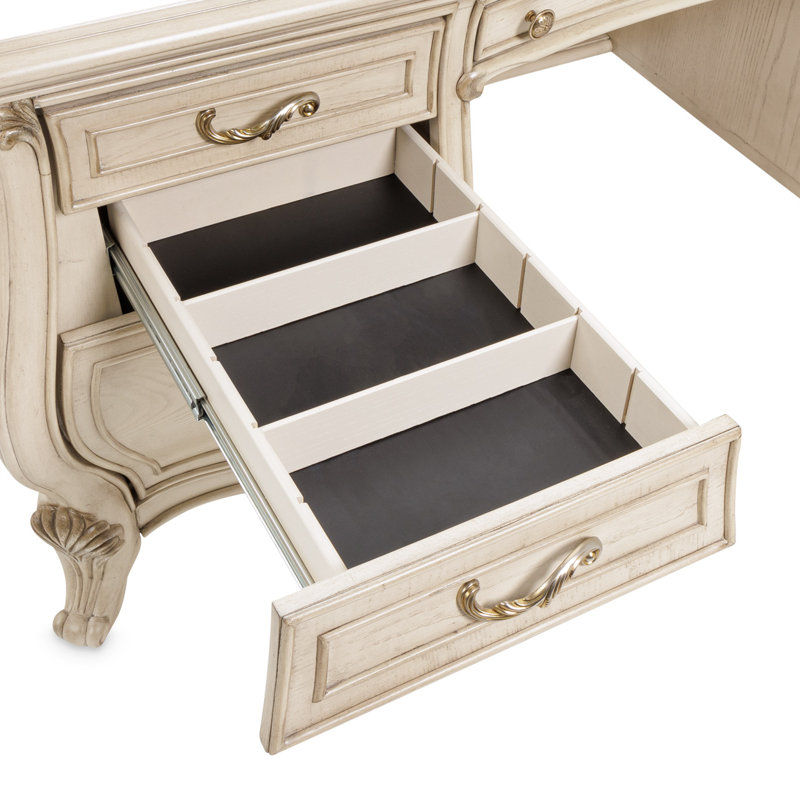 Platine De Royale Champagne Solid Wood Executive Desk, Champagne