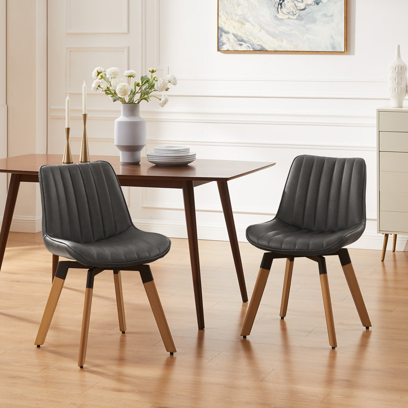 49cm H Tufted Upholstered Side Chair, Dark Grey
