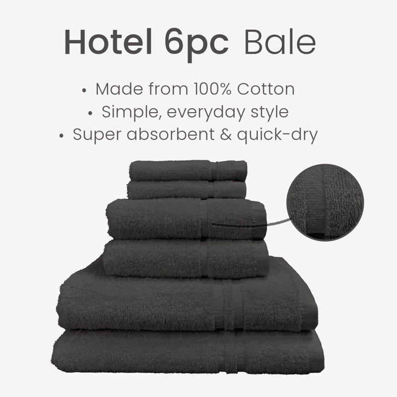 Chilson Essentials 6 Piece Towel Bale Set, Charcoal