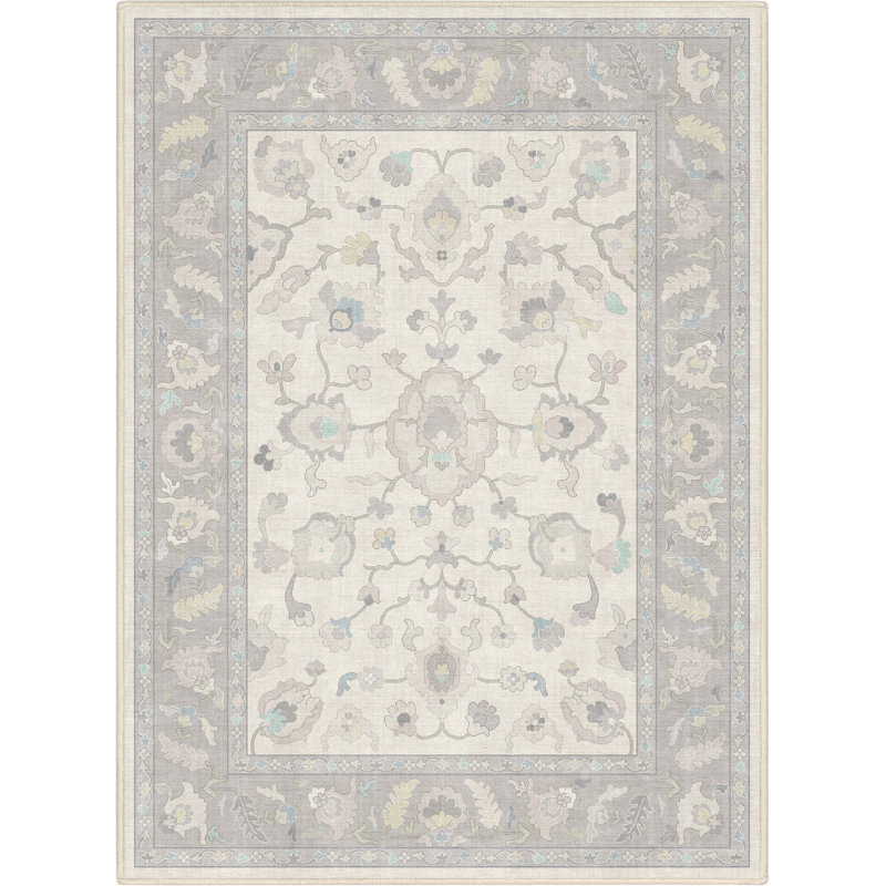 Tapis gris pastel Bungalow Rose Adrith Konya, Rectangle 3 pi 11 po x 5 pi 3 po