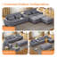 123" U Shaped Modular Sectional Sofa 6 Seats with Storage Seat and Console Table-1483706541