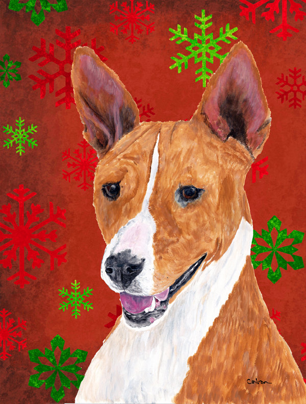 Drapeau rouge et vert Vart, Basenji (brun et blanc)