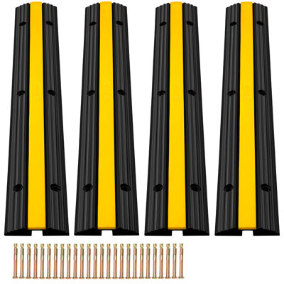 Cable Protector Ramp, 4 Packs 1 Channel Speed Bump Hump, Heavy Duty Rubber