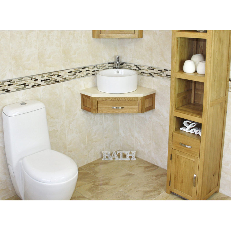 Covell 550 mm Single Vanity with Vessel Stone Basin, Cream Marble