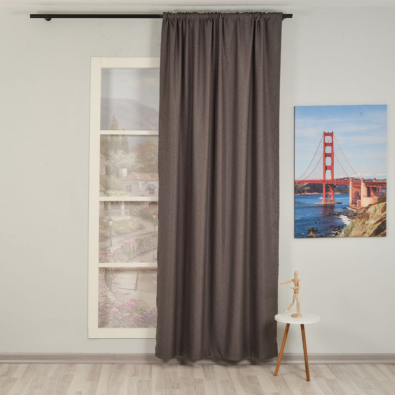 Extra Long & Extra Wide Faux Linen Decorative Curtain Single Panel, 280cm Width x 265cm Drop, Grey