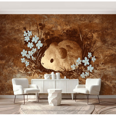 Peel and Stick Wallpaper Vintage Cottagecore Animal Rustic Farmhouse Forest Frog Rat Bunny Wall Murals 69"H x 96"W Removable PVC Wall Paper Self-Adhesive Wall Decor for Bedroom Living Room Home Office