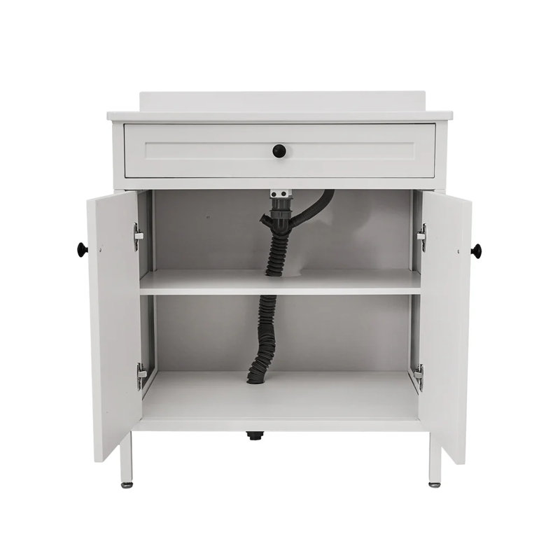 Ensemble de meuble-lavabo sur pied simple 24 po avec lavabo Modern, Blanc, Noir
