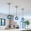 Luminaire suspendu en forme de globe à 3 lumières Charolyn Luminaire suspendu en verre pour îlot de cuisine