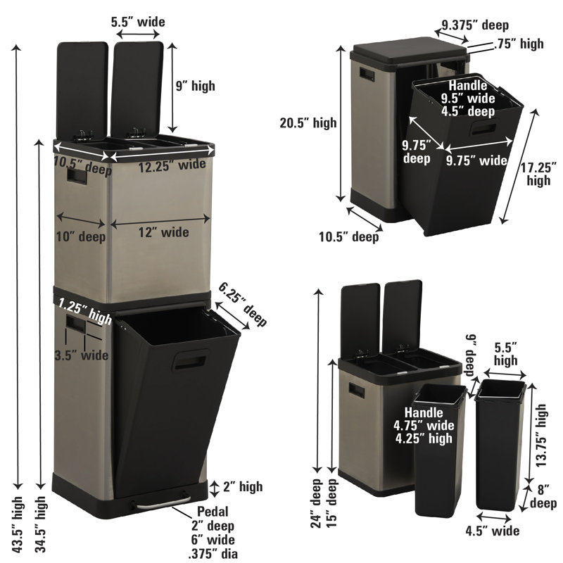 Steel Step On Kitchen Trash Can - 9.5 Gallons