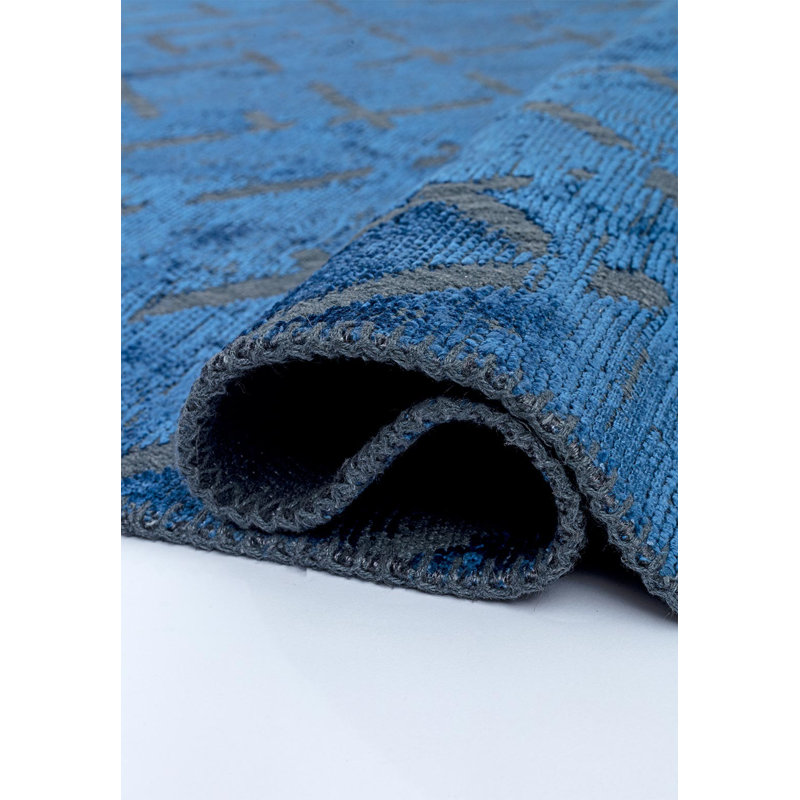 Rapture Abstract Area Rug in Blue, Rectangle 6'7" x 9'10"