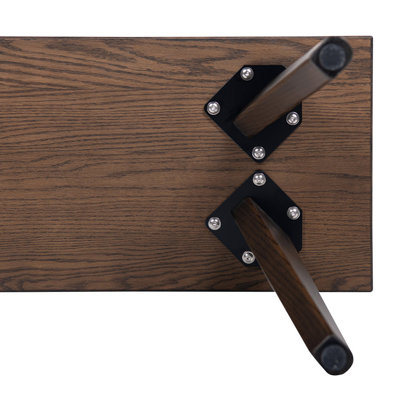 Banc en bois de chêne rouge massif 41,5 po Hawley, Marron foncé, H 18,5 po x l 41,5 po x P 14 po
