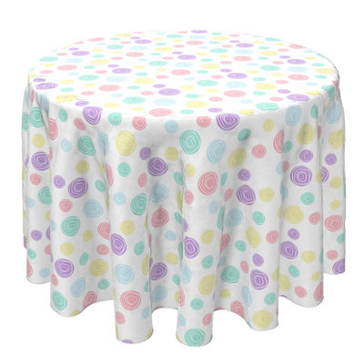 Round Polka Dots Cotton Twill Tablecloth