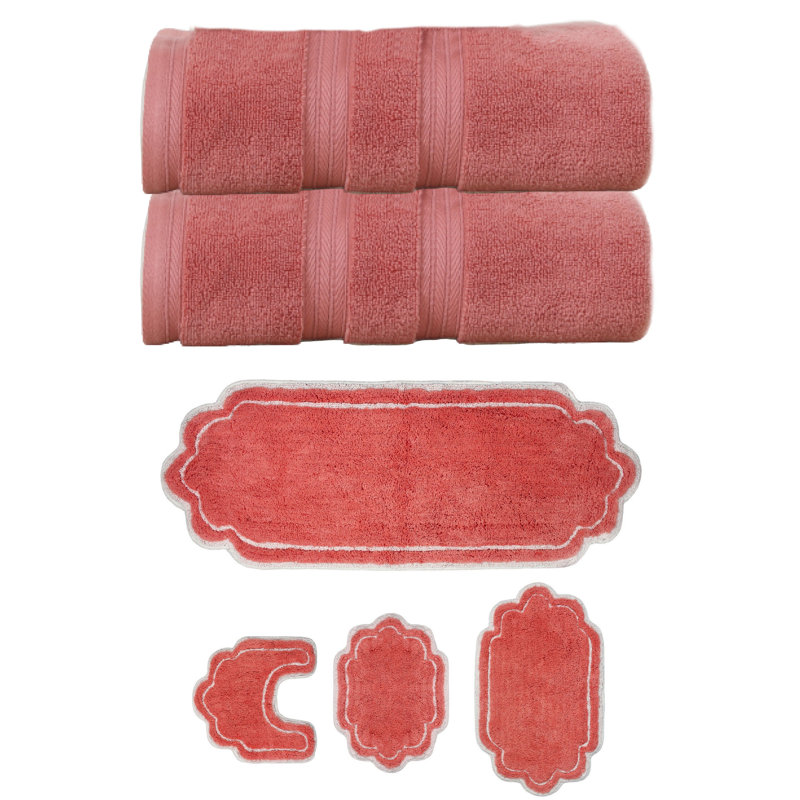 Ensemble de serviettes de bain 2 pièces et de tapis de bain 4 pièces Talbert Collection, 100% coton doux (ensemble de 6)