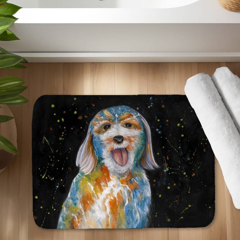 Abstract labradoodle Bath Mat with Non-Slip Backing - Quick Dry Memory Foam Bathroom Rug - Absorbent - Modern Plush Spa-Style - Machine Washable