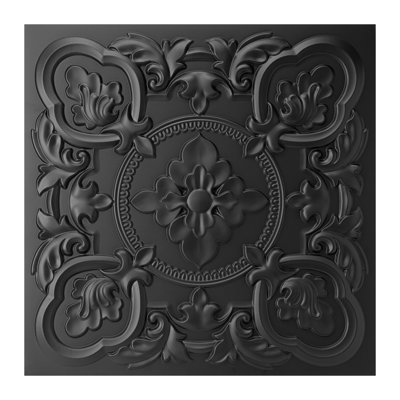 24'' L x 24'' W Drop Ceiling Tiles, 12-Pack PVC 3D Wall Panels Vintage Flower Pattern for Interior Decor(48 Sq.ft./Case)
