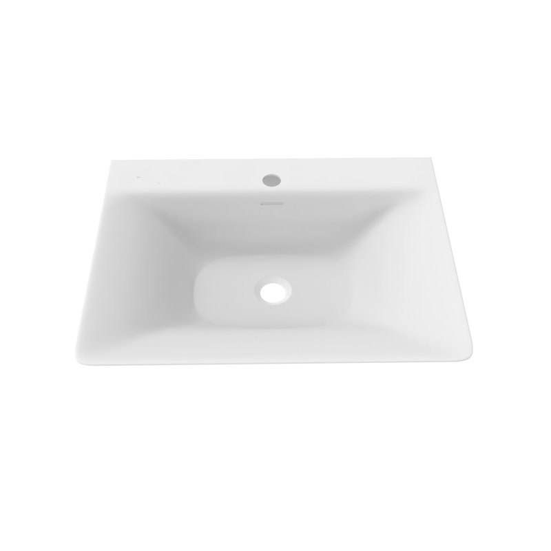 Lavabo de salle de bain mural rectangulaire à surface solide avec trop-plein 24 "CastelloUSA, Blanc