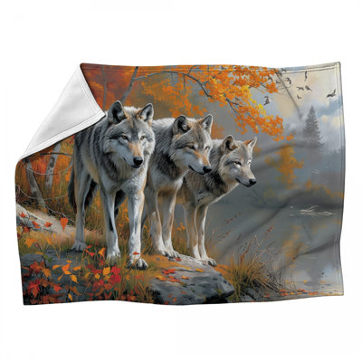 Jeté en molleton Wolves - Jeté de vie sauvage pour canapés ou lits