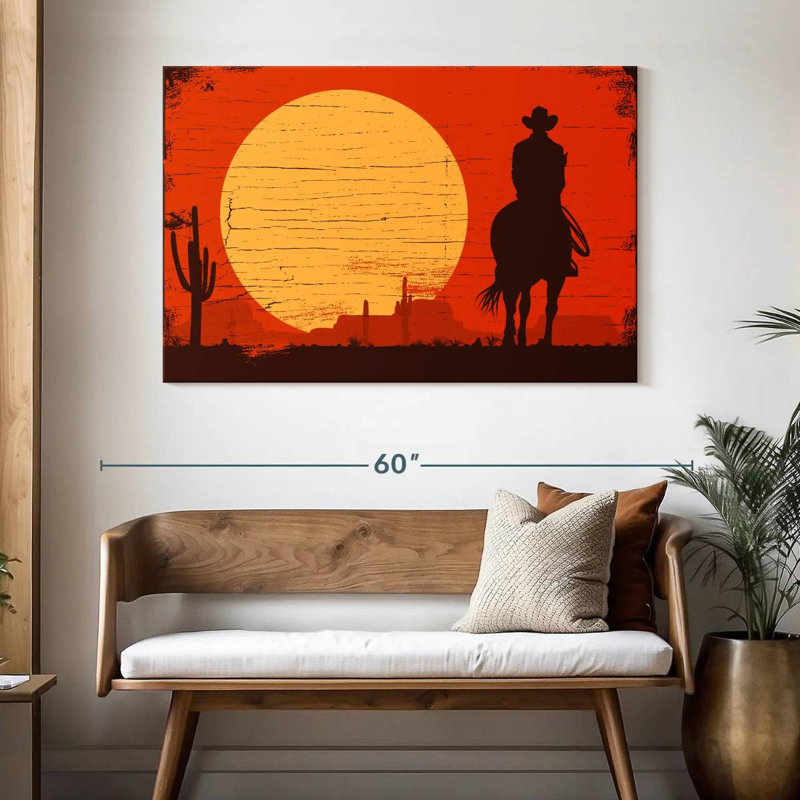 Silhouette de cowboy Lelar, H 32 po x l 48 po