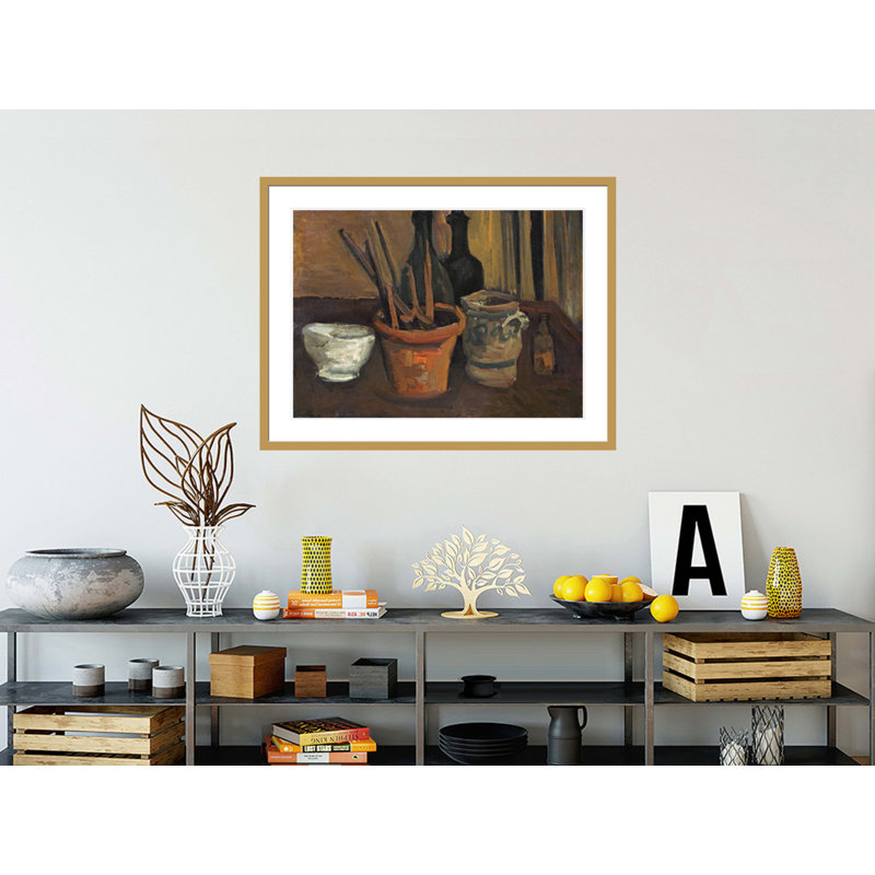 «Still Life of Paintbrushes In a Flowerpot» par Vincent van Gogh, impression giclée encadrée, H 31,84 po x l 41,5 po
