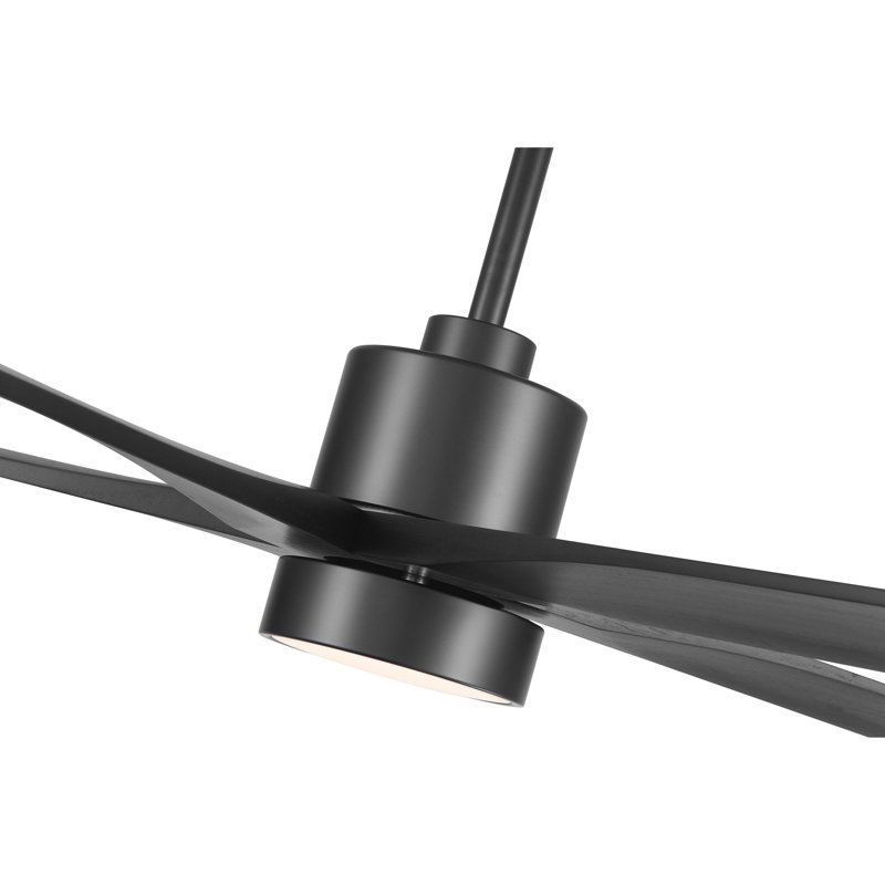 Ventilateur de plafond standard à DEL à 5 pales Athanafis avec télécommande et ensemble d'éclairage inclus, Noir, 54", Noir