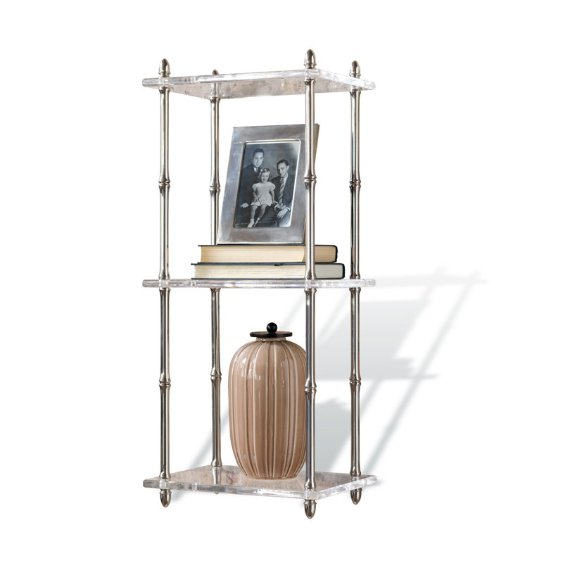 Carmel Lucite Shelf, Polished Nickel