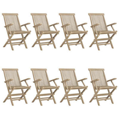 Yadkinville Folding Garden Chairs 8 pcs Grey 56x61x89 cm Solid Wood Teak