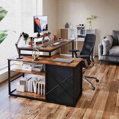 L-Shaped Metal Base Computer Desk