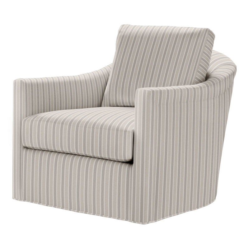 Catalina Swivel Armchair, Perigold Piccadilly Stripe Patina, Dune