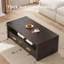 Dark Wood Coffee Table 120cm With 2 Drawers & Open Shelf Storage, Modern Rectangular Living Room Table