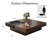  47.2" Square Modern Coffee Table with Storage, Walnut Mid Century Modern Side Table with Hidden Drawers & Concave Black Platform-1529440786