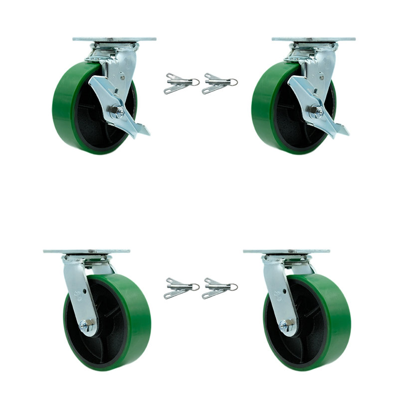 4 Piece Polyurethane on Steel Caster Set