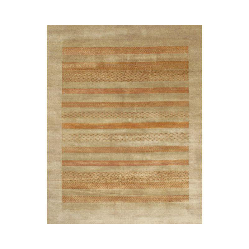 Gabbeh Wool Striped Area Rug in Beige