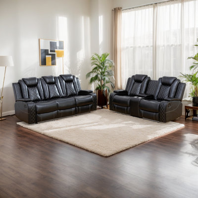 Jaylianiz 2 - Piece Breathable Leather Power Reclining Living Room Set with LED Lighting by Ivy Bronx