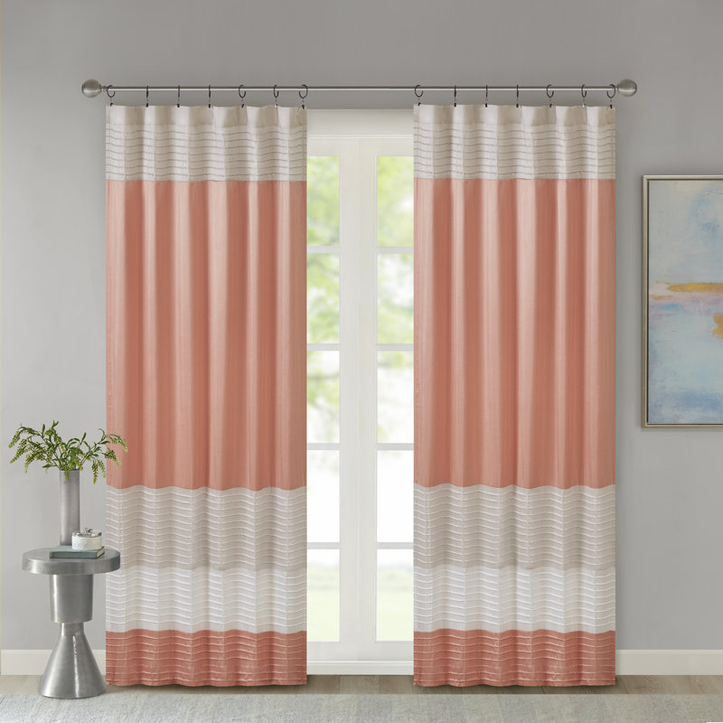 Amherst Polyoni Pintuck Single Curtain Panel, Coral
