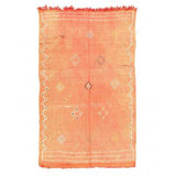 Tapis rouge / jaune / blanc en laine / coton / soie 4 pi 5 po x 7 pi 1 po Southwestern