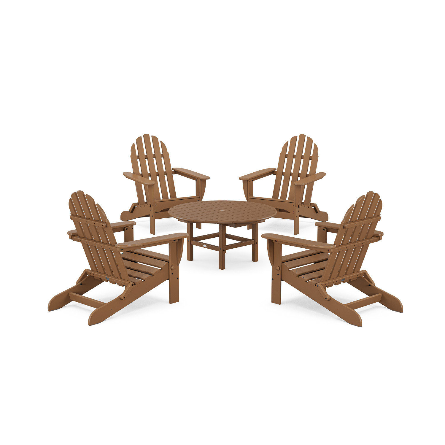 POLYWOOD® Classic Adirondack 4-Person Patio Seating Group, Teak