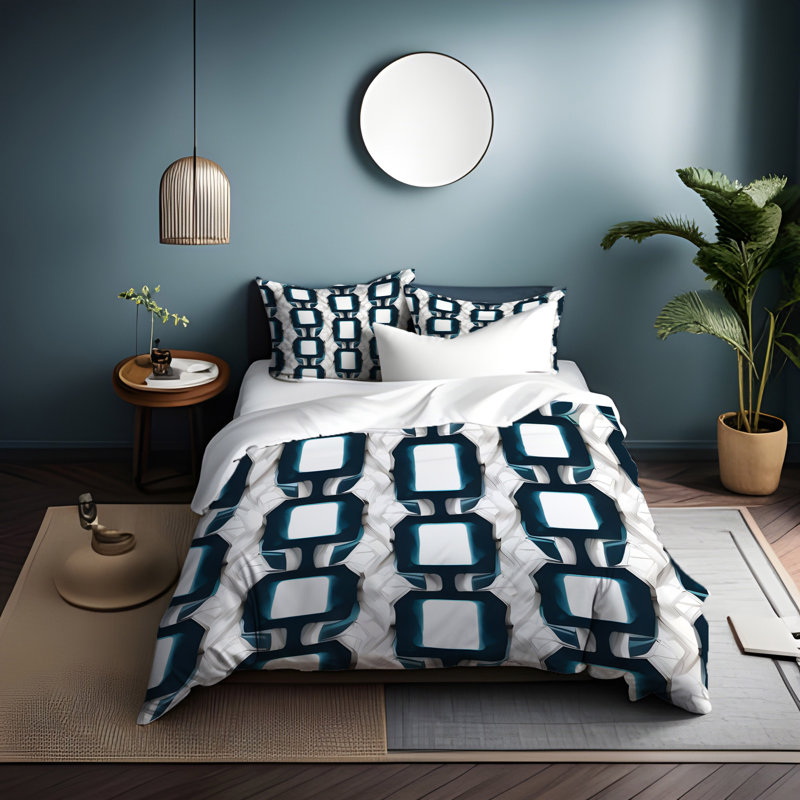 Polyester Abstract Duvet Cover, King Duvet Cover + 2 King Shams