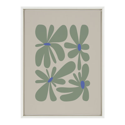 Colorful Abstract Retro Floral Groovy Green by The Creative Bunch Studio Framed Canvas Wall Art Print