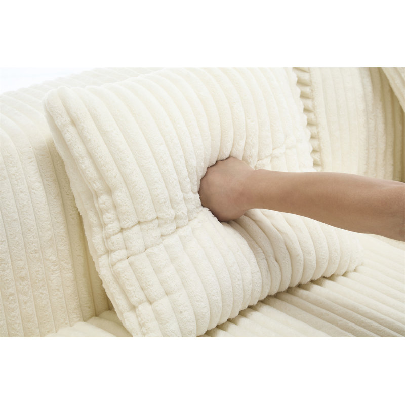 Modern Minimalist Modular Sectional Sofa, 2, 25.99" H x 100.79" W x 64.17" D, White