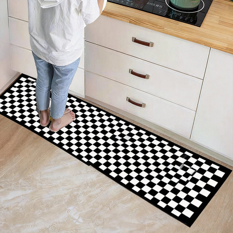 Ensemble de tapis de cuisine, 2 pièces (mosaïque noire)